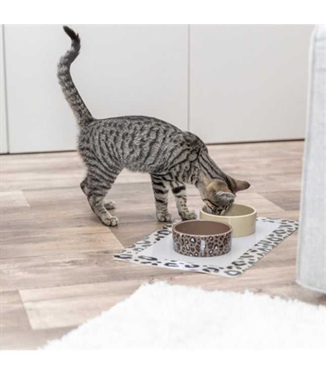 Trixie Voerbak / Drinkbak Leo Kat Keramiek Panterprint Assorti