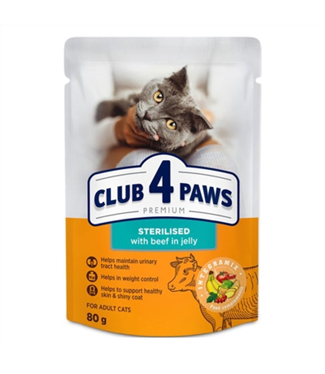Club 4 Paws Premium Adult Sterilised Pouch Rund In Gelei